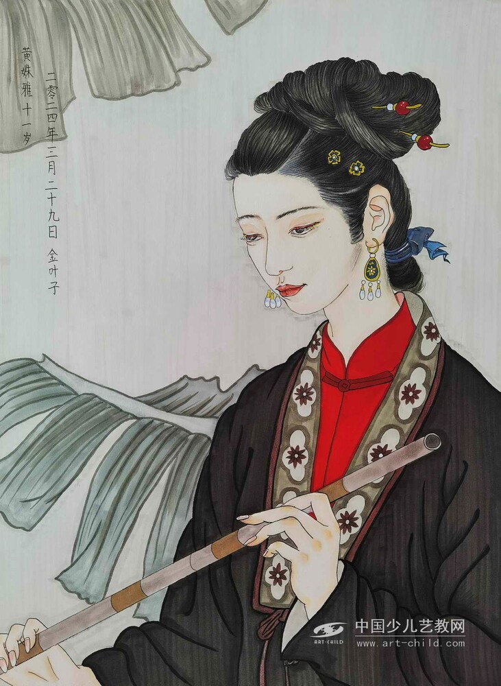 《弄笛》——《少儿画苑》国际少儿书画大赛作品赏析